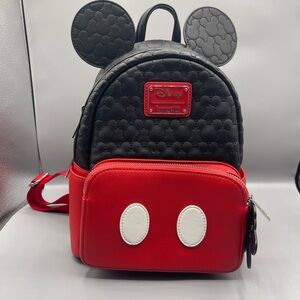 Loungefly Black and Red Backpack with Ear Design